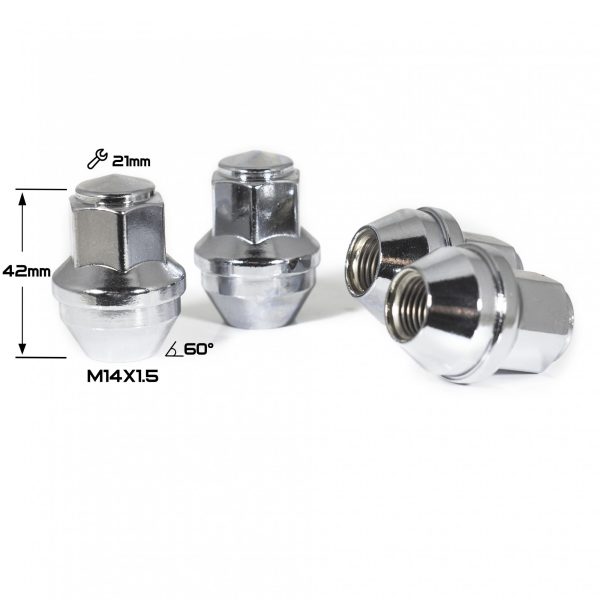 ГАЙКА ХРОМ TESLA ORIGINAL М14*1,5  L=42mm N044